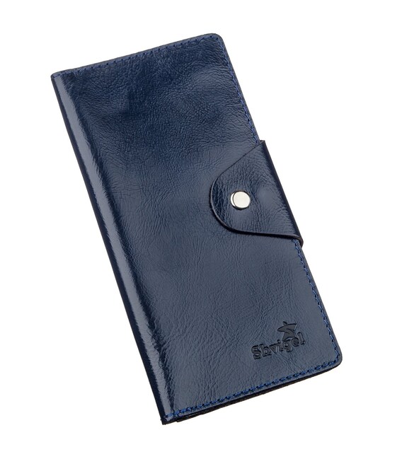 Гаманець унісекс вертикальний зі шкіри Алькор на кнопках SHVIGEL 16174 Синій картинка, зображення, фото
