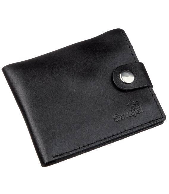 Портмоне мужское с монетницей кожаное SHVIGEL 16211 Черное фото, картинка, изображение
