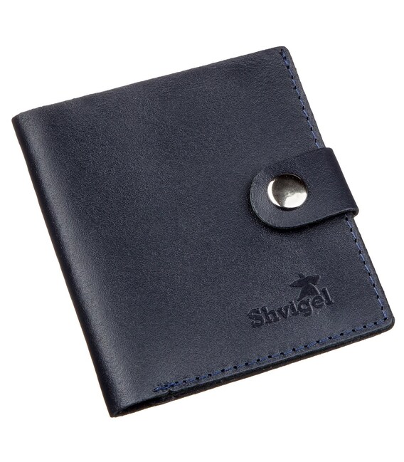 Недорогое портмоне вертикальное мужское кожаное SHVIGEL 16220 Синее фото, картинка, изображение