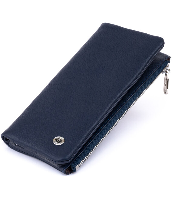 Вертикальный кошелек на кнопке женский ST Leather 19203 Темно-синий фото, картинка, изображение