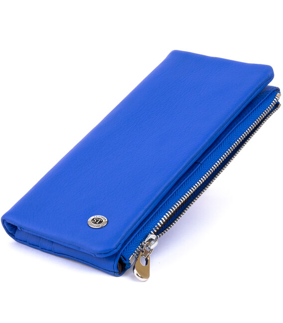 Вертикальный кошелек на кнопке унисекс ST Leather 19205 Синий фото, картинка, изображение