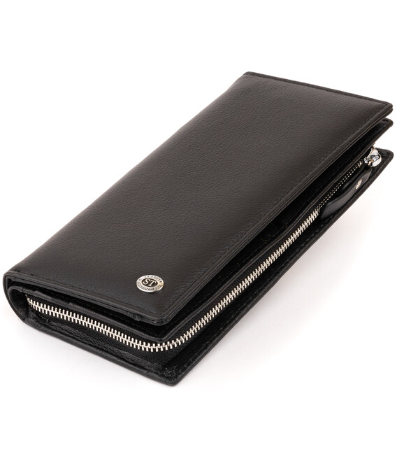 Вертикальний гаманець шкіряний жіночий ST Leather 19274 Чорний картинка, зображення, фото