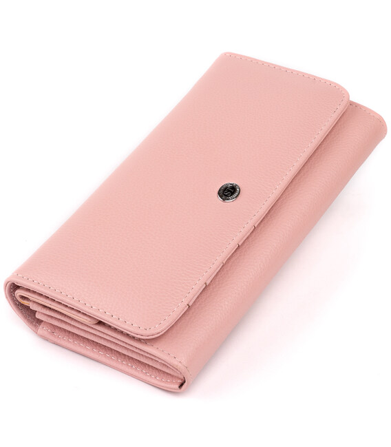 Кошелек кожаный в два сложения женский ST Leather 19290 Пудровый фото, картинка, изображение