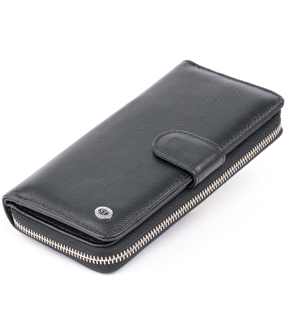 Вертикальный вместительный кошелек из кожи унисекс ST Leather 19300 Черный фото, картинка, изображение