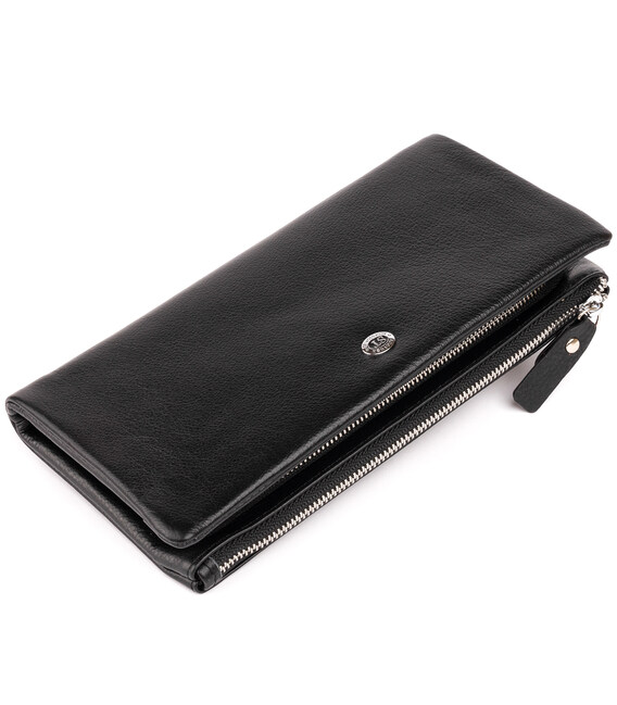 Кошелек-клатч из кожи с карманом для мобильного ST Leather 19310 Черный фото, картинка, изображение