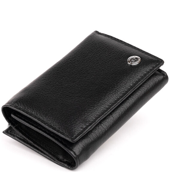 Горизонтальное портмоне из кожи унисекс на магните ST Leather 19331 Черное фото, картинка, изображение