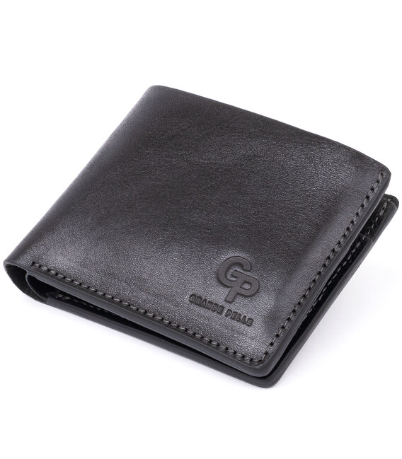 Портмоне вертикальное с круглым магнитом на два отделения GRANDE PELLE 11306 Черное фото, картинка, изображение