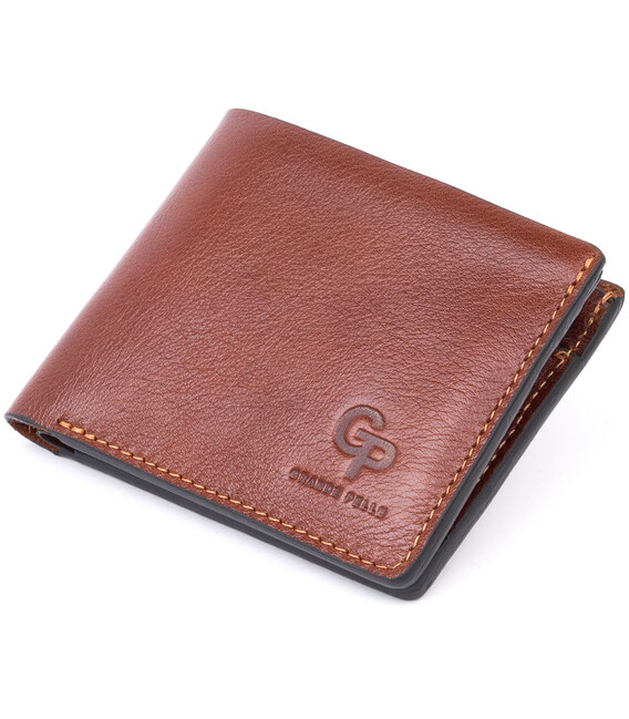 Горизонтальное портмоне в гладкой коже на магнитах GRANDE PELLE 11308 Коричневое фото, картинка, изображение