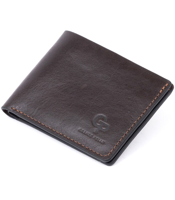 Стильное портмоне в гладкой коже GRANDE PELLE 11312 Коричневое фото, картинка, изображение