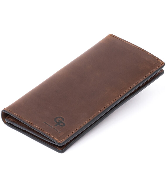 Вертикальный бумажник матовый на магнитной кнопке GRANDE PELLE 11314 Шоколадный фото, картинка, изображение