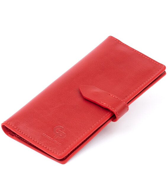 Вертикальный женский бумажник глянцевый Anet на кнопке GRANDE PELLE 11325 Красный фото, картинка, изображение