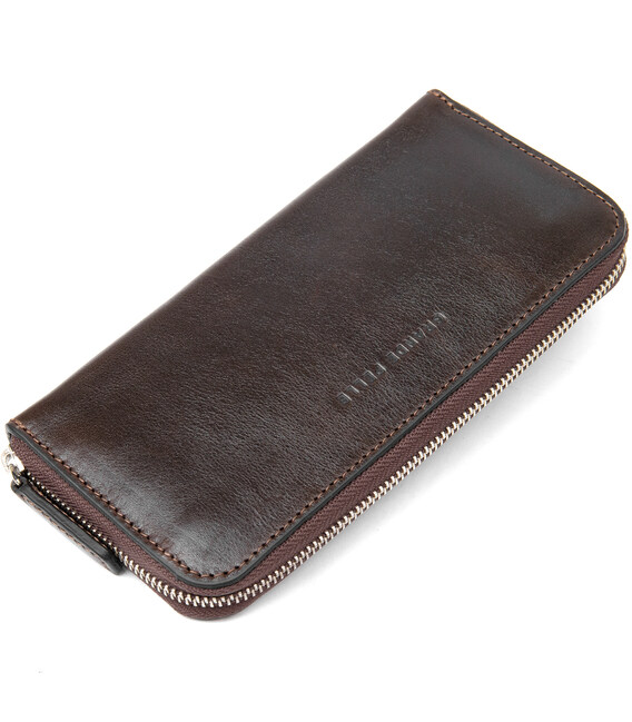 Кожаное женское глянцевое портмоне GRANDE PELLE 11466 Коричневый фото, картинка, изображение