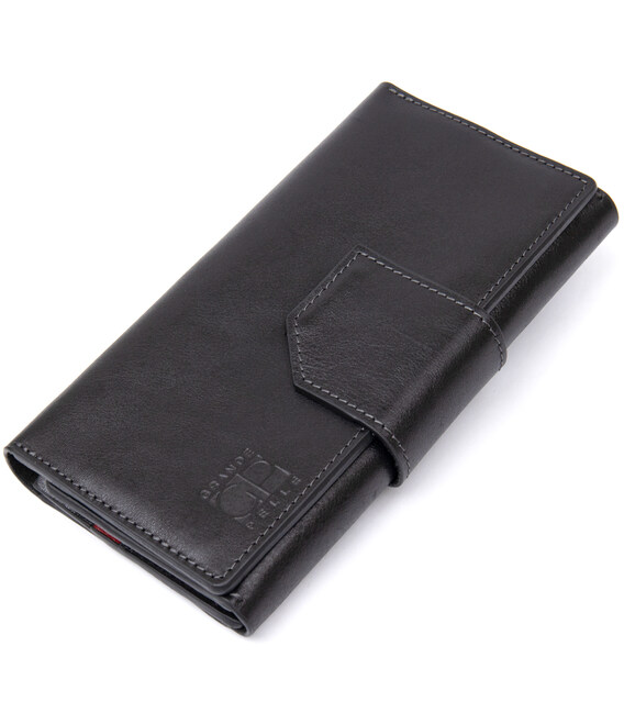 Кожаное глянцевое портмоне GRANDE PELLE 11471 Черный фото, картинка, изображение