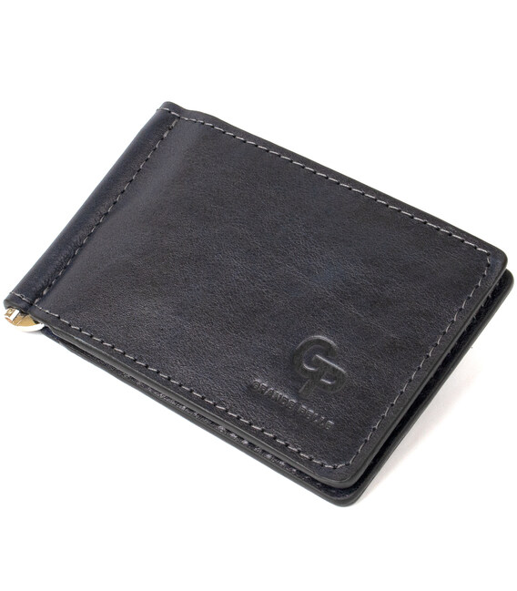 Мужской кожаный зажим для денег GRANDE PELLE 11476 Темно-синий фото, картинка, изображение