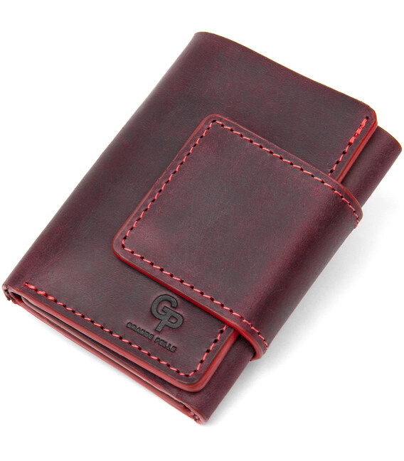 Матове вінтажне портмоне GRANDE PELLE 11454 Бордовий картинка, зображення, фото