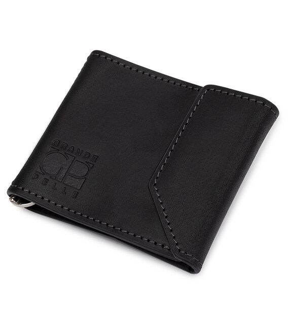 Мужской практичный зажим для денег GRANDE PELLE 11404 Черный фото, картинка, изображение