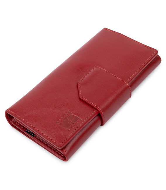 Шикарний жіночий гаманець в три складання GRANDE PELLE 11564 Червоний картинка, зображення, фото