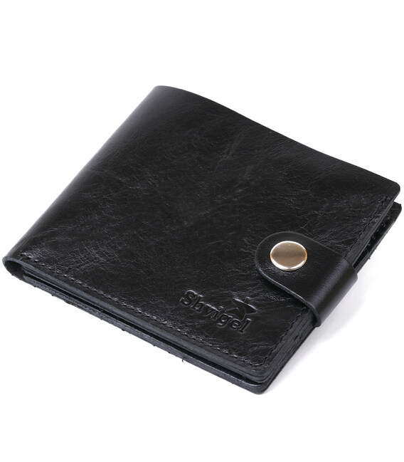 Небольшое кожаное портмоне для мужчин Shvigel 16460 Черный фото, картинка, изображение