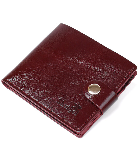 Женское глянцевое кожаное портмоне Shvigel 16463 Вышневый фото, картинка, изображение