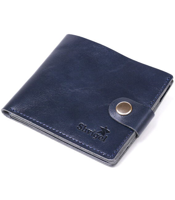 Компактне шкіряне портмоне для чоловіків Shvigel 16465 Синій картинка, зображення, фото