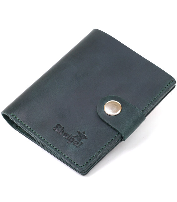 Матовое небольшое портмоне унисекс Shvigel 16477 Зеленый фото, картинка, изображение