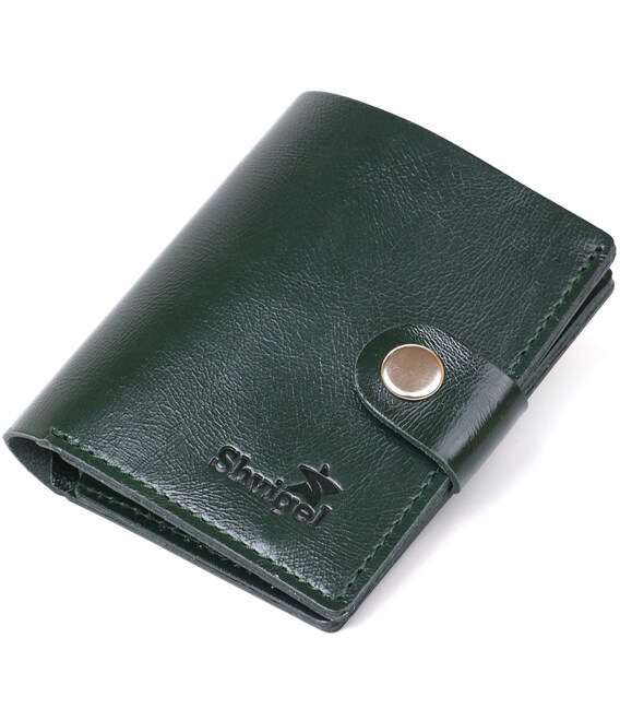 Мужское стильное кожаное портмоне Shvigel 16483 Зеленый фото, картинка, изображение