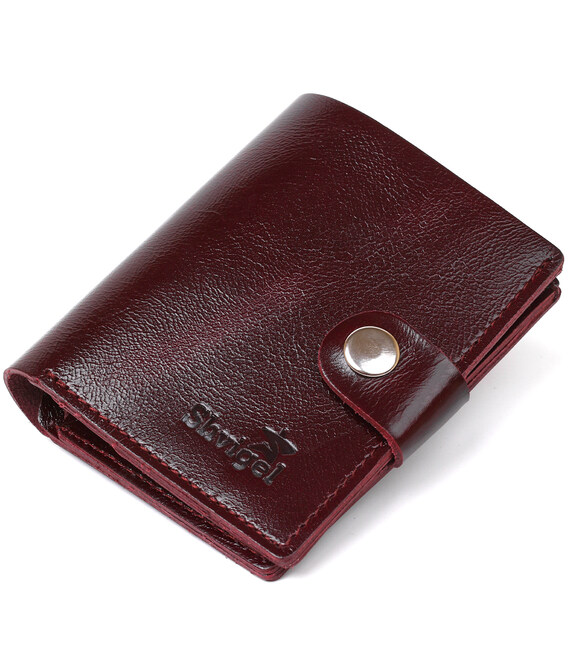 Женское глянцевое кожаное портмоне Shvigel 16484 Бордовый фото, картинка, изображение