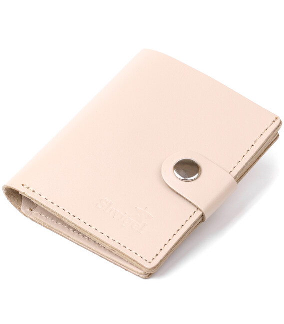 Компактне шкіряне портмоне Shvigel 16489 Бежевий картинка, зображення, фото