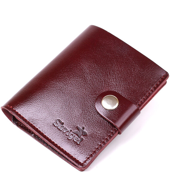 Классическое кожаное портмоне Shvigel 16505 Бордовый фото, картинка, изображение