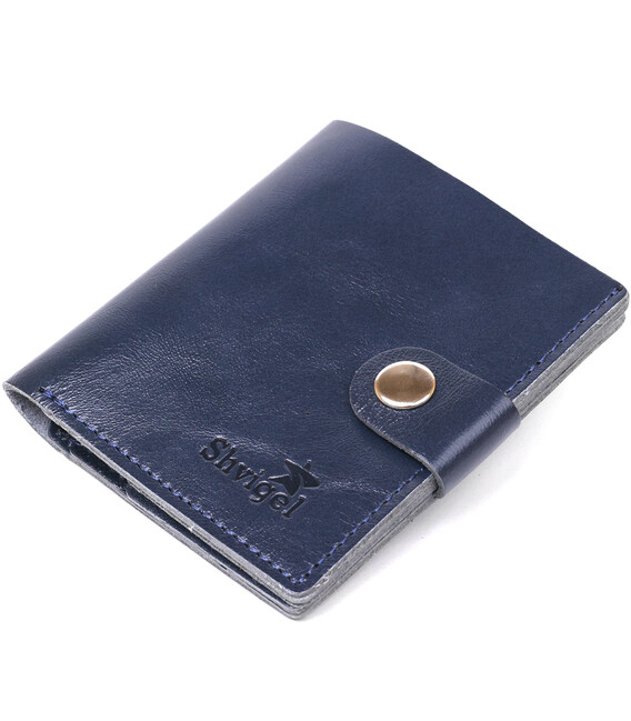 Удобное портмоне из натуральной кожи Shvigel 16507 Синий фото, картинка, изображение