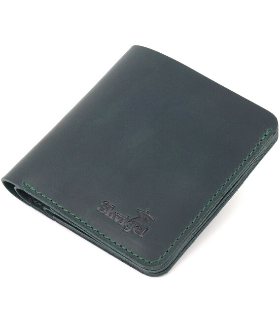 Небольшое винтажное кожаное портмоне Shvigel 16603 Зеленый фото, картинка, изображение
