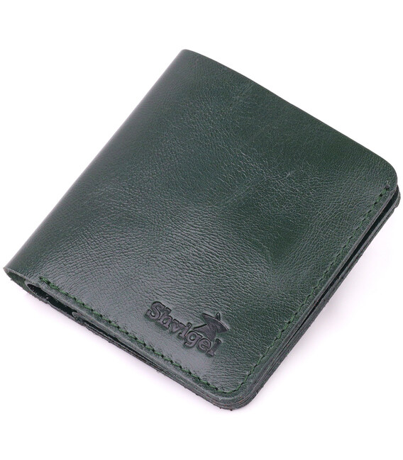 Кожаное практичное портмоне Shvigel 16608 Зеленый фото, картинка, изображение