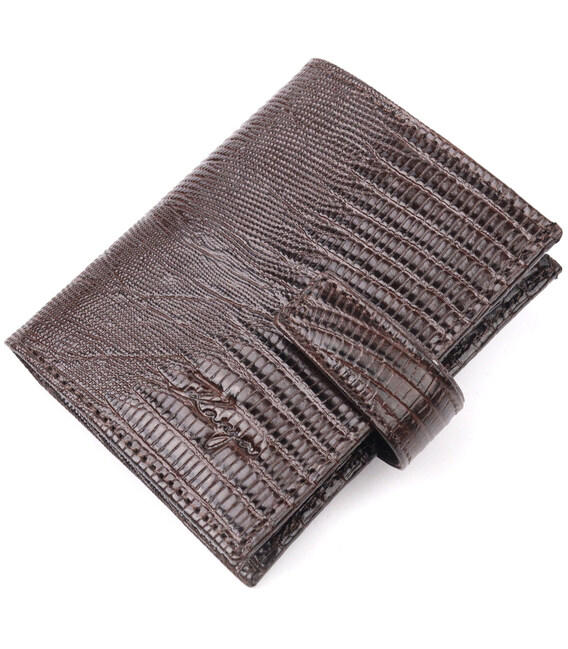 Місткий вертикальний чоловічий гаманець із фактурної шкіри KARYA 20991 Коричневий картинка, зображення, фото