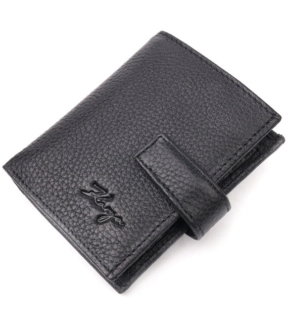 Функциональный вертикальный небольшой мужской кошелек из зернистой кожи KARYA 20992 Черный фото, картинка, изображение