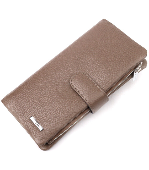 Містке жіноче портмоне з натуральної шкіри KARYA 20998 Бежевий картинка, зображення, фото