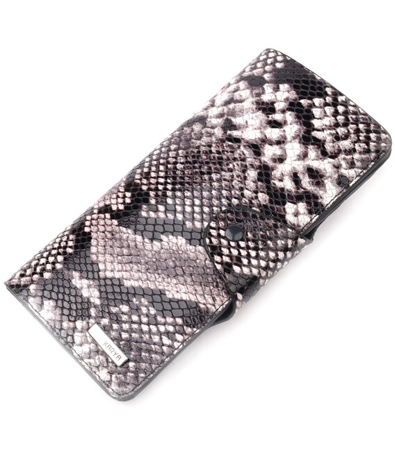 Багатофункціональне жіноче портмоне з натуральної фактурної шкіри під змію KARYA 21002 Чорний картинка, зображення, фото