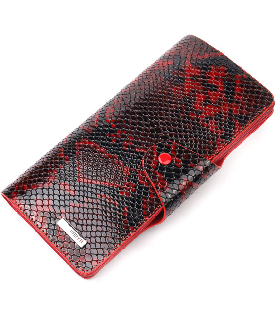 Яскраве жіноче портмоне із натуральної фактурної шкіри під змію KARYA 21003 Червоний картинка, зображення, фото