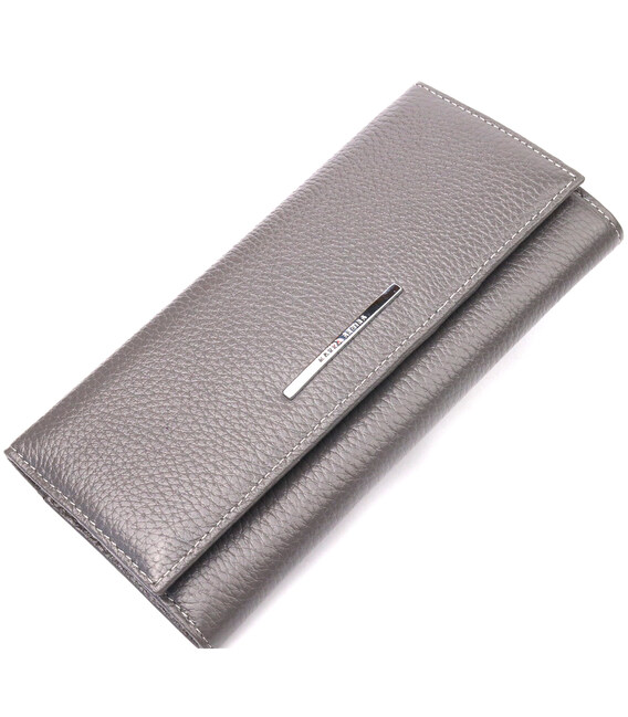 Вместительный женский кошелек из натуральной кожи KARYA 21020 Серый фото, картинка, изображение