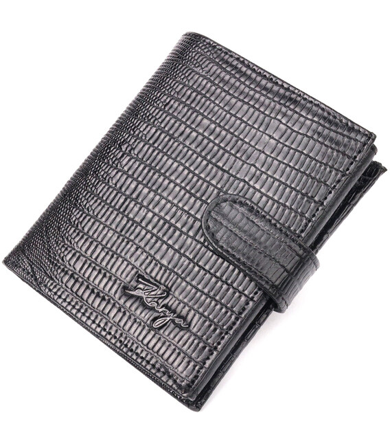 Відмінний чоловічий гаманець із фактурної шкіри KARYA 21038 Чорний картинка, зображення, фото