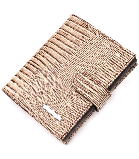 Красивый кошелек из натуральной фактурной кожи KARYA 21041 Бежевый фото, картинка, изображение