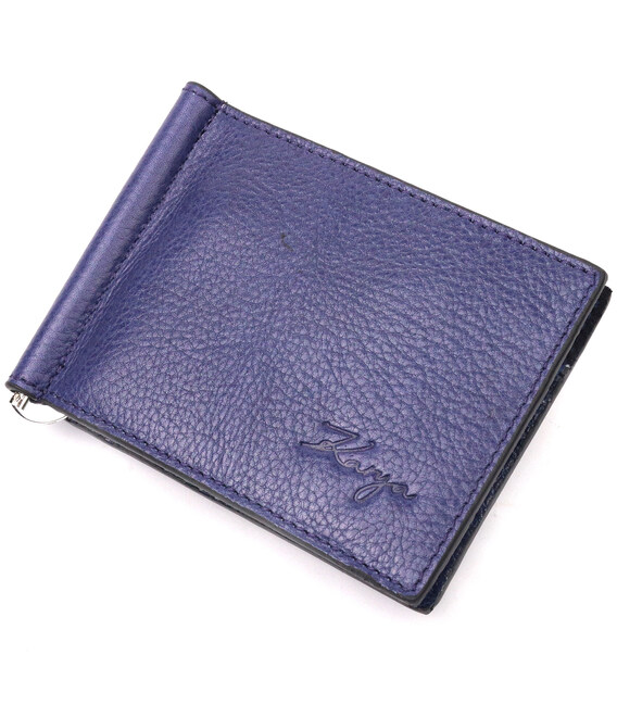 Отличный мужской зажим из зернистой кожи KARYA 21057 Синий фото, картинка, изображение