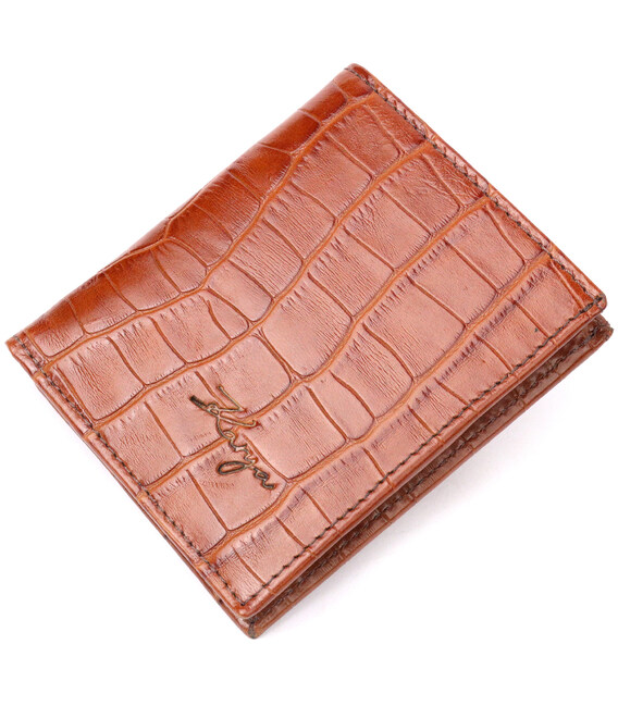 Надійний чоловічий гаманець із фактурної шкіри під рептилію KARYA 21058 Коричневий картинка, зображення, фото