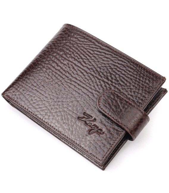 Практичний чоловічий портмоне з хлястиком з натуральної шкіри KARYA 21086 Коричневий картинка, зображення, фото