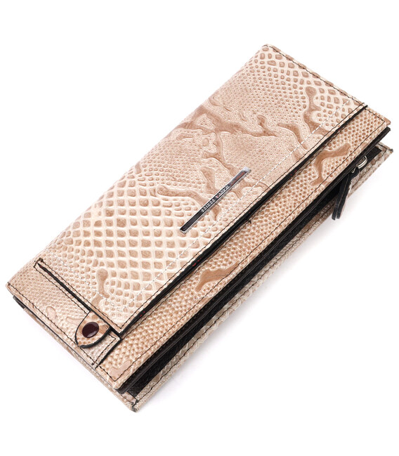 Стильный женский горизонтальный кошелек из натуральной фактурной кожи KARYA 21101 Бежевый фото, картинка, изображение