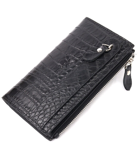 Оригинальный складной бумажник из натуральной кожи с тиснением под крокодила KARYA 21128 Черный фото, картинка, изображение
