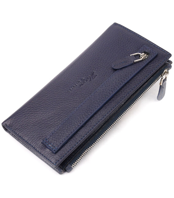 Надійний складаний гаманець із натуральної шкіри KARYA 21130 Синій картинка, зображення, фото