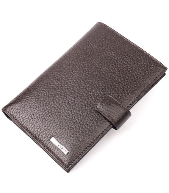 Вертикальний чоловічий портмоне з хлястиком з натуральної шкіри KARYA 21192 Коричневий картинка, зображення, фото