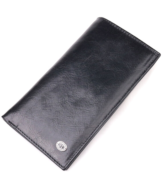 Вертикальный бумажник для мужчин из натуральной кожи ST Leather 19420 Черный фото, картинка, изображение