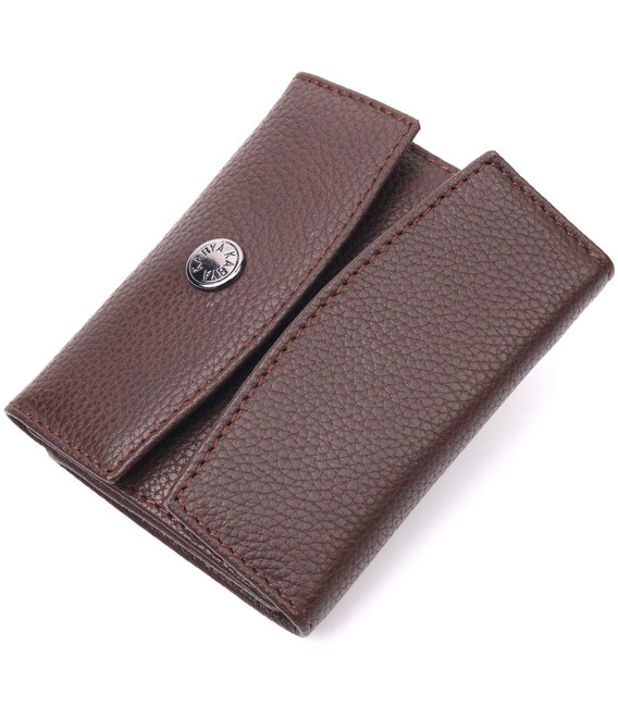 Женский компактный кошелек из натуральной кожи KARYA 21341 Коричневый фото, картинка, изображение