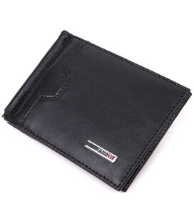 Практичный зажим для денег из натуральной гладкой кожи KARYA 21352 Черный фото, картинка, изображение